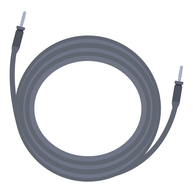 long audio jack cable coiled up with metal connectors on white background