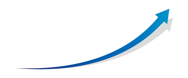 Vector long business growth curved arrow financial goal background template investment economy value concept