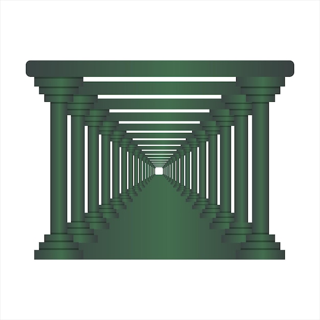 Vector long corridor tunnel between classic columns