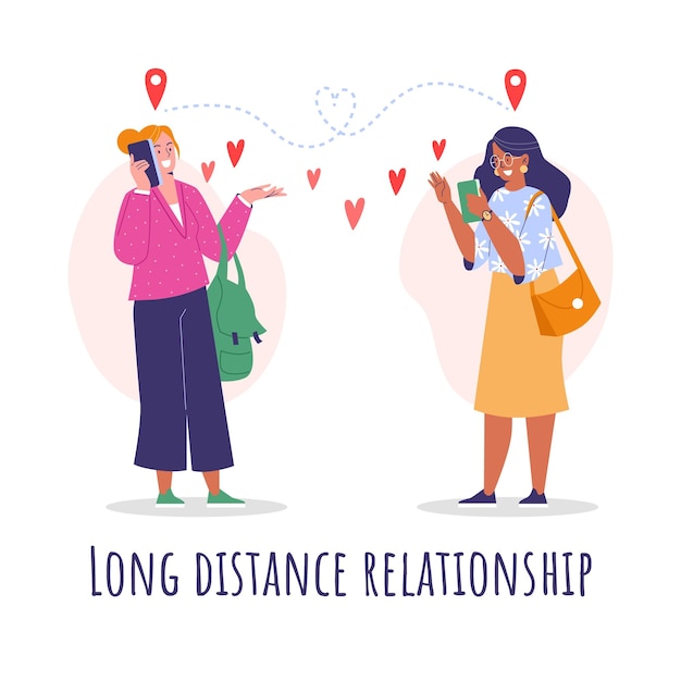 Концепция отношений на расстоянии гей-пара разговаривает по телефону с плоской векторной иллюстрацией на белом