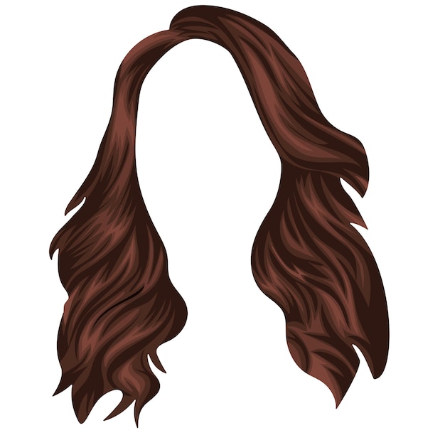 Vector long female brown hair de hair template without face image for female characters or hairdressers