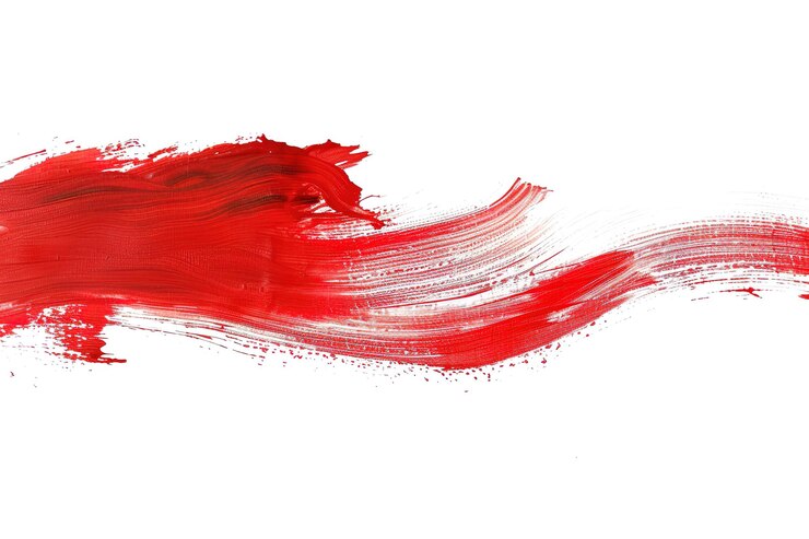 Vector a long horizontal brush stroke in red isolated on a white background in the style of an eastern arti