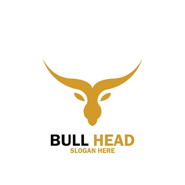 Long Horn Bull Buffalo Cow Cattle Head Toro Taurus logo ontwerp inspiratie