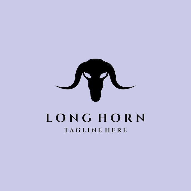Логотип фермы с длинным рогом, винтажный векторный символ, иллюстрация, дизайн логотипа быка буйвола