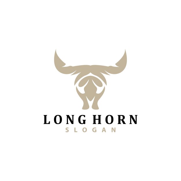 Vettore long horn logo bestiame bull animal vector retro vintage design silhouette icon template brand