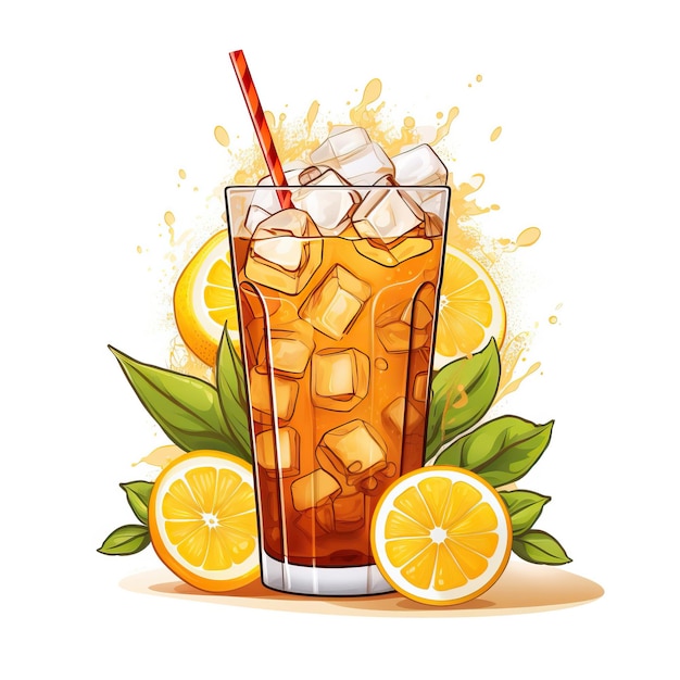 Long Island Iced Tea vector flat geometric watercolor white back