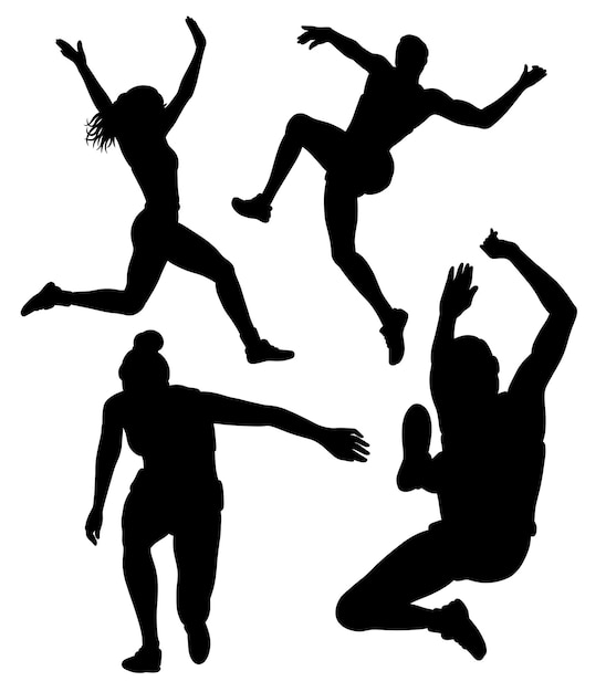 Long jump and high jump sport training silhouette