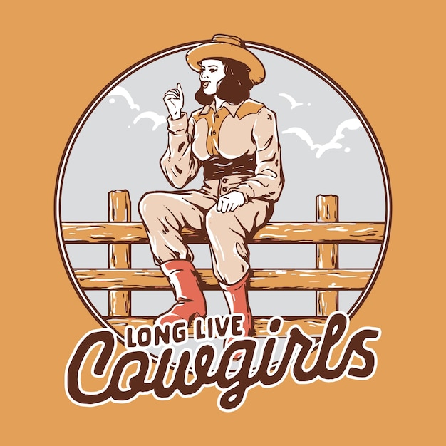 Vector long live cowgirls illustratie