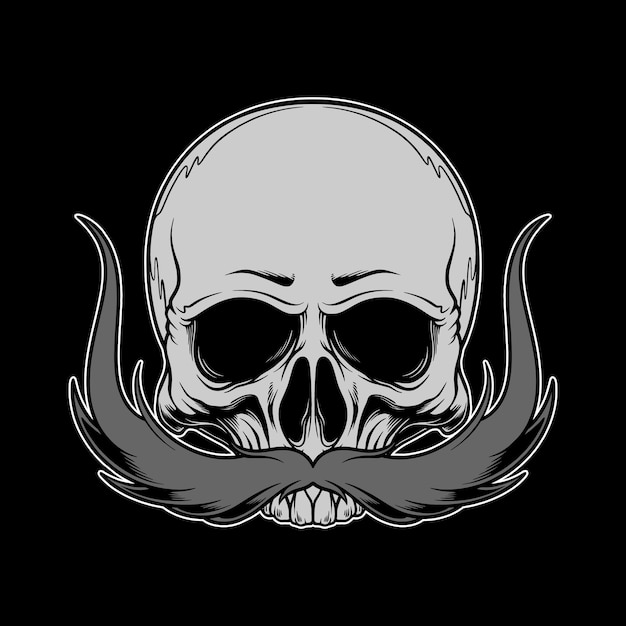 Long mustache skull