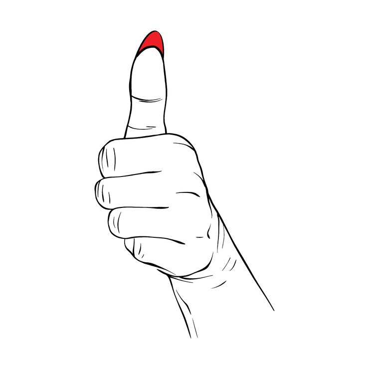 Vector long red nails hand drawn gesture sketch vector illustration line art