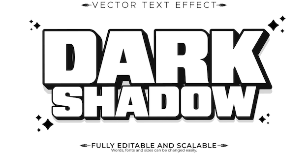 Vector long shadow bold text effect editable shade and vintage text style