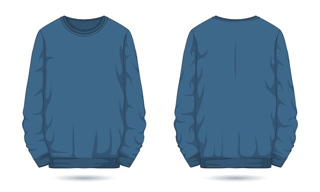 Long sleeve blue sweater mockup front and back view