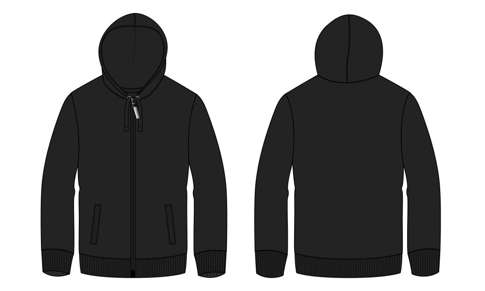 Premium Vector | Long sleeve hoodie technical fashion flat sketch ...