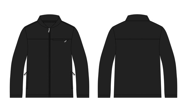 Premium Vector | Long sleeve jacket technical fashion flat sketch ...