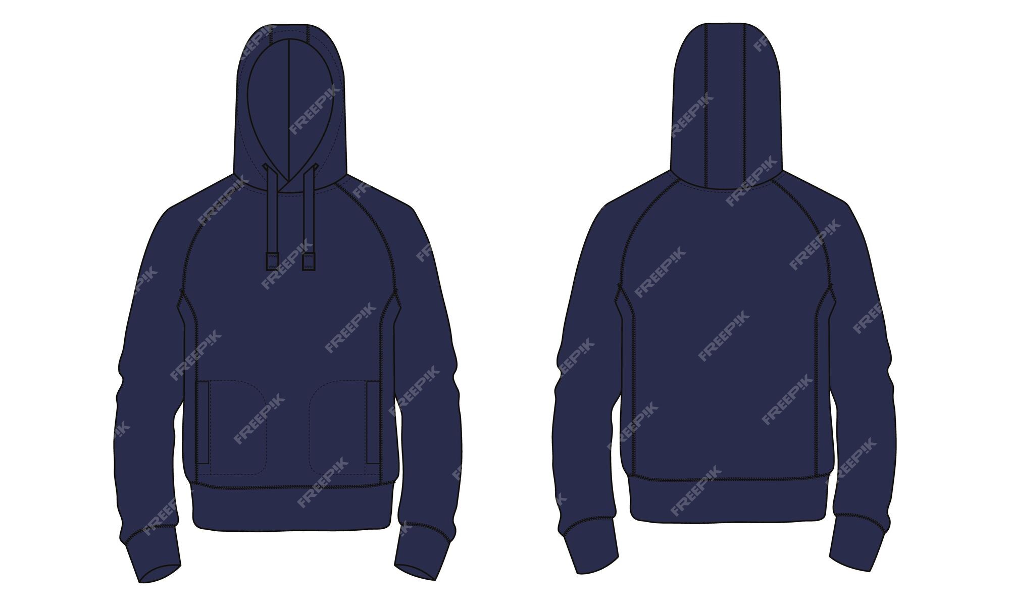Premium Vector | Long sleeve navy color hoodie vector illustration