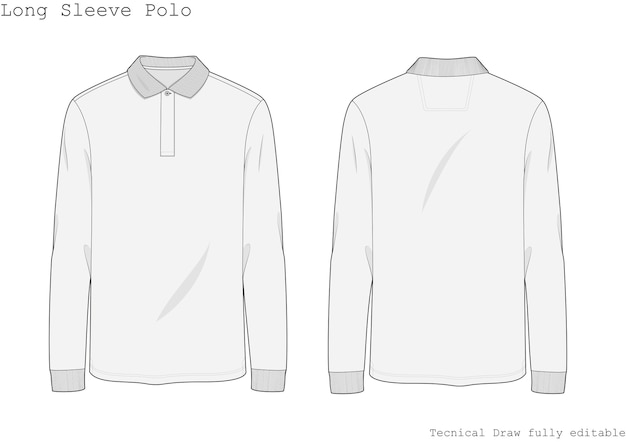 Long Sleeve Polo Technical Hand Draw