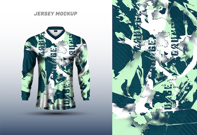 Long sleeve sports jersey design for football racing cycling game jersey Vector