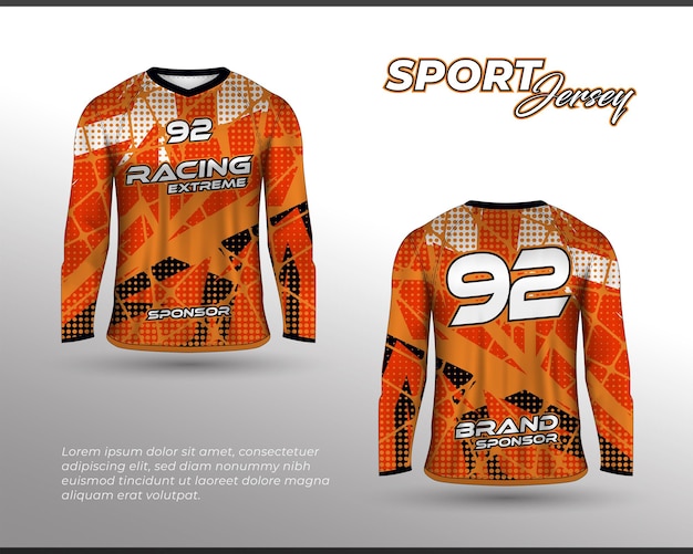 Long sleeve sports racing suit front back tshirt design