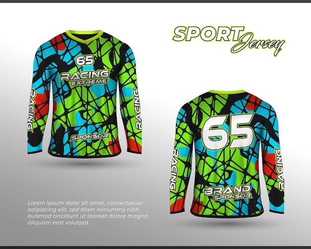 Long sleeve sports racing suit Front back tshirt design  