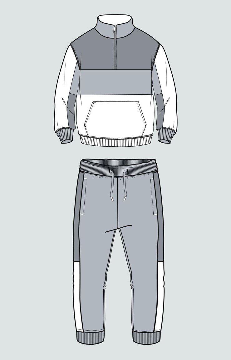 Vector long sleeve sweatshirt and sweatpants vector illustration template