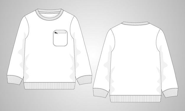 Long sleeve sweatshirt technical fashion flat sketch vector illustration template