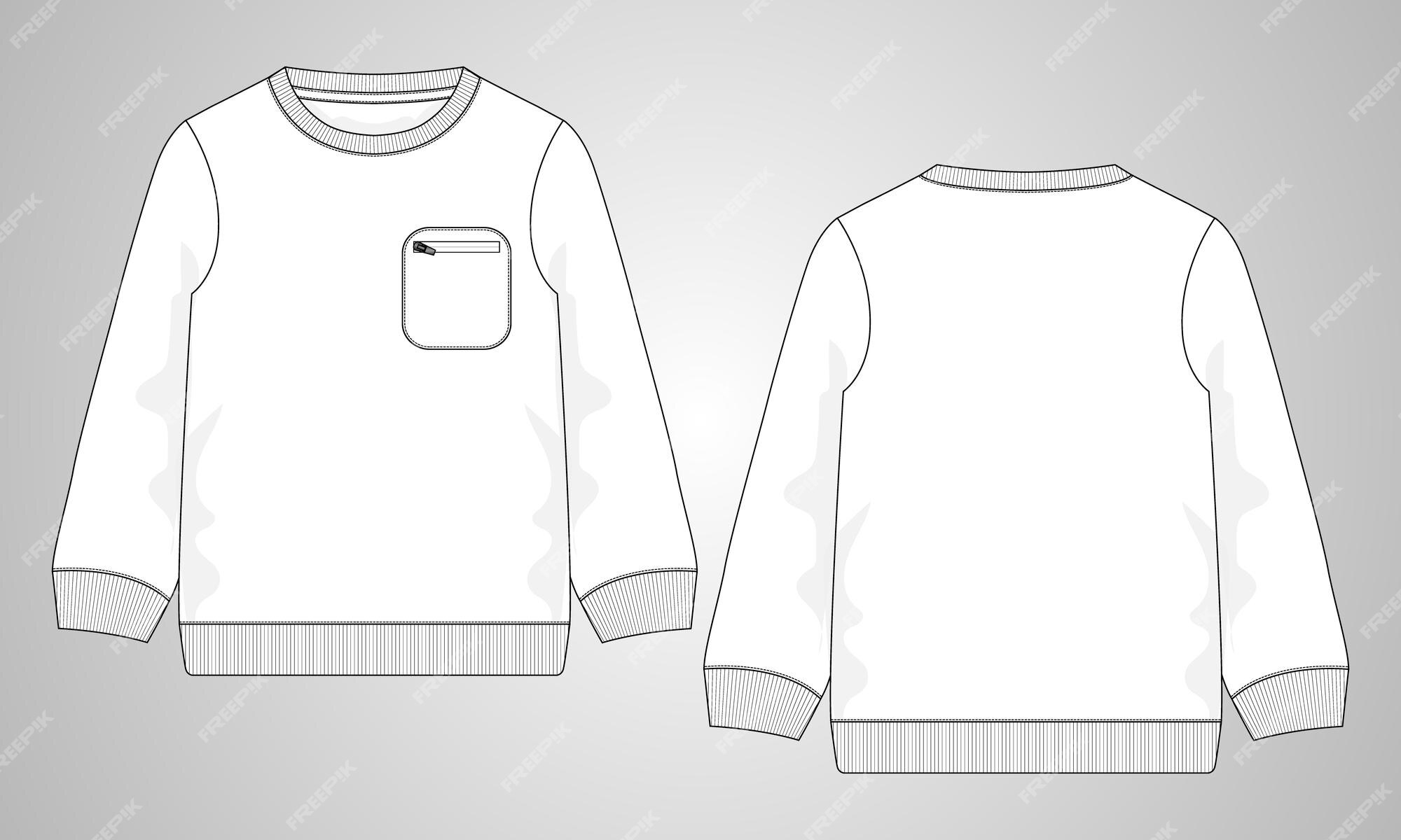 Premium Vector | Long sleeve sweatshirt technical fashion flat sketch ...