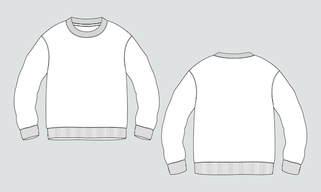 Premium Vector | Long sleeve sweatshirt technical fashion flat sketch ...