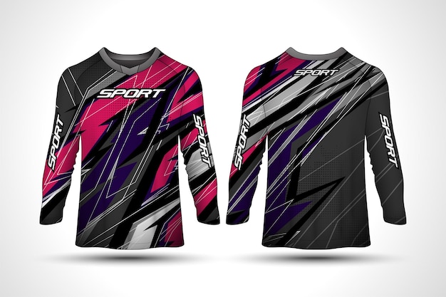 Long sleeve t-shirt design template, racing sport motorcycle jersey ,  shirt design