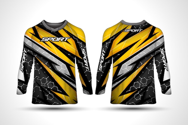 Long sleeve t-shirt design template, racing sport motorcycle jersey