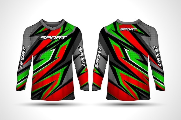 Long sleeve t-shirt design template, racing sport motorcycle jersey