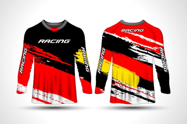 T-shirt manica lunga da moto sportiva in jersey