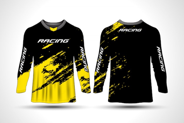 T-shirt manica lunga da moto sportiva in jersey