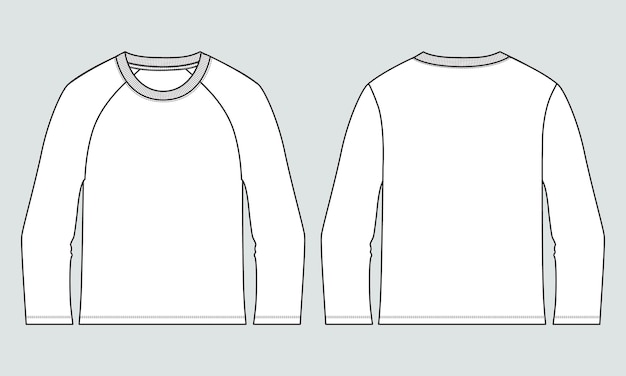 Long sleeve t shirt technical fashion flat sketch vector illustration template