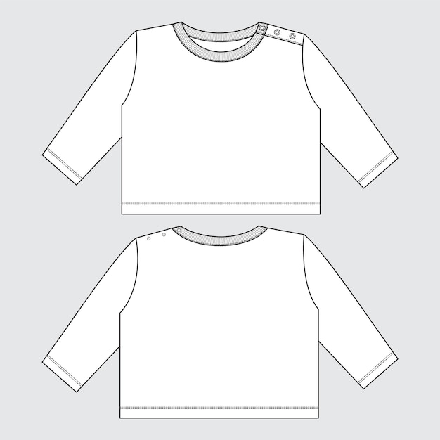 子供のための長袖Tシャツトップスベクトルイラストテンプレート