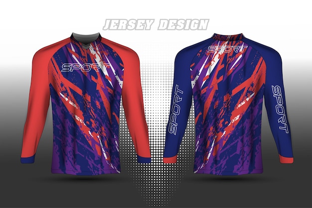 Vector long sleeve tshirt sports with abstract background for racing jersey cycling football gaming