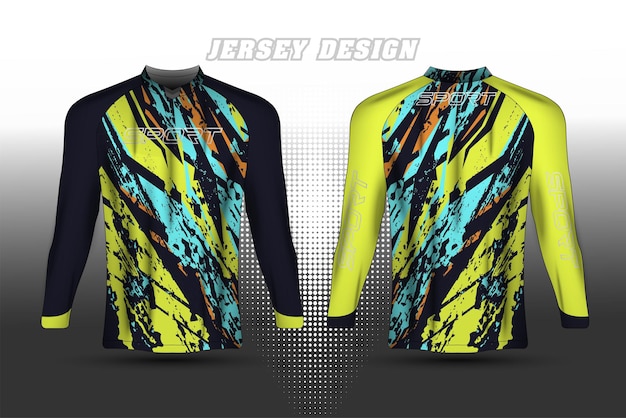 Long sleeve Tshirt sports with abstract background for racing jersey cycling football gaming