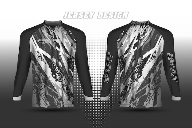 Vector long sleeve tshirt sports with abstract background for racing jersey cycling football gaming