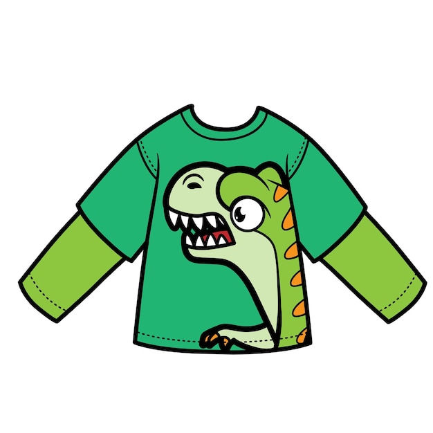 Long sleeve Tshirt with cartoon tyrannosaurus for boy color variation for coloring on a white background