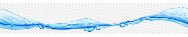 Вектор Длинная полупрозрачная волна воды с воздушными пузырьками в светло-голубых цветах с бесшовным горизонтальным повторением, изолированным на прозрачном фоне прозрачность только в векторном файле