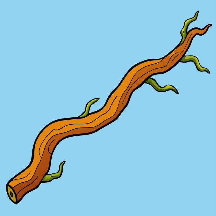 Vector long twisted limb from a tree