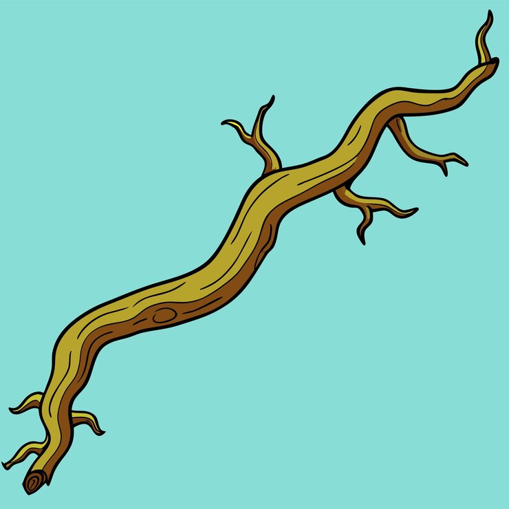 Vector long twisted limb from a tree
