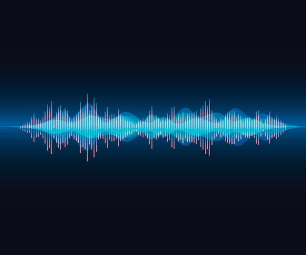 Long voice wave in colorful modern style. Bright voice on dark gradient background