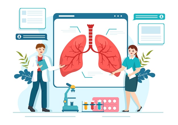 Longarts vectorillustratie met longen Ademhalingssysteem Onderzoek en behandeling