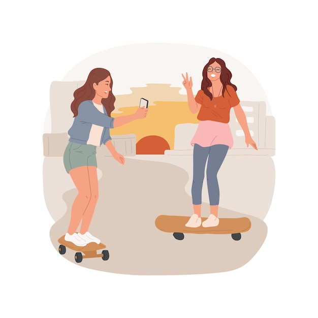 Longboard isolated cartoon vector illustration