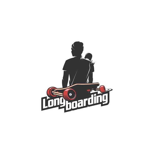 Longboarding man silhouet logo illustratie
