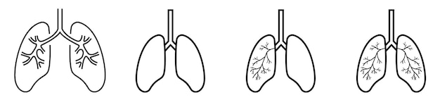 Longen icoon detail met alveoli zwart-witte lijn