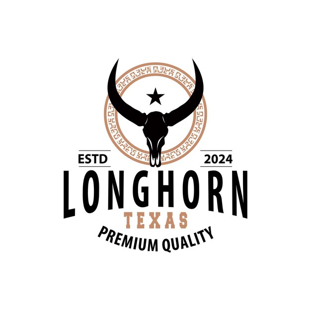 Longhorn animal logo design farm retro vintage horn minimalista semplice illustrazione del modello