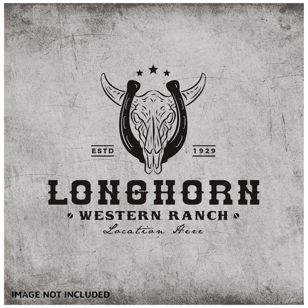 Longhorn buffalo koe met schoen paard voor vintage retro western countryside farm ranch country logo