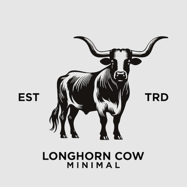 Longhorn cow simple flat logo icon design