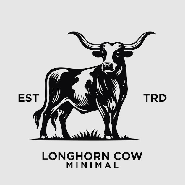 Longhorn cow simple flat logo icon design